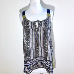 RNB Handkerchief Keyhole Tie Neck Tank Top Sz M